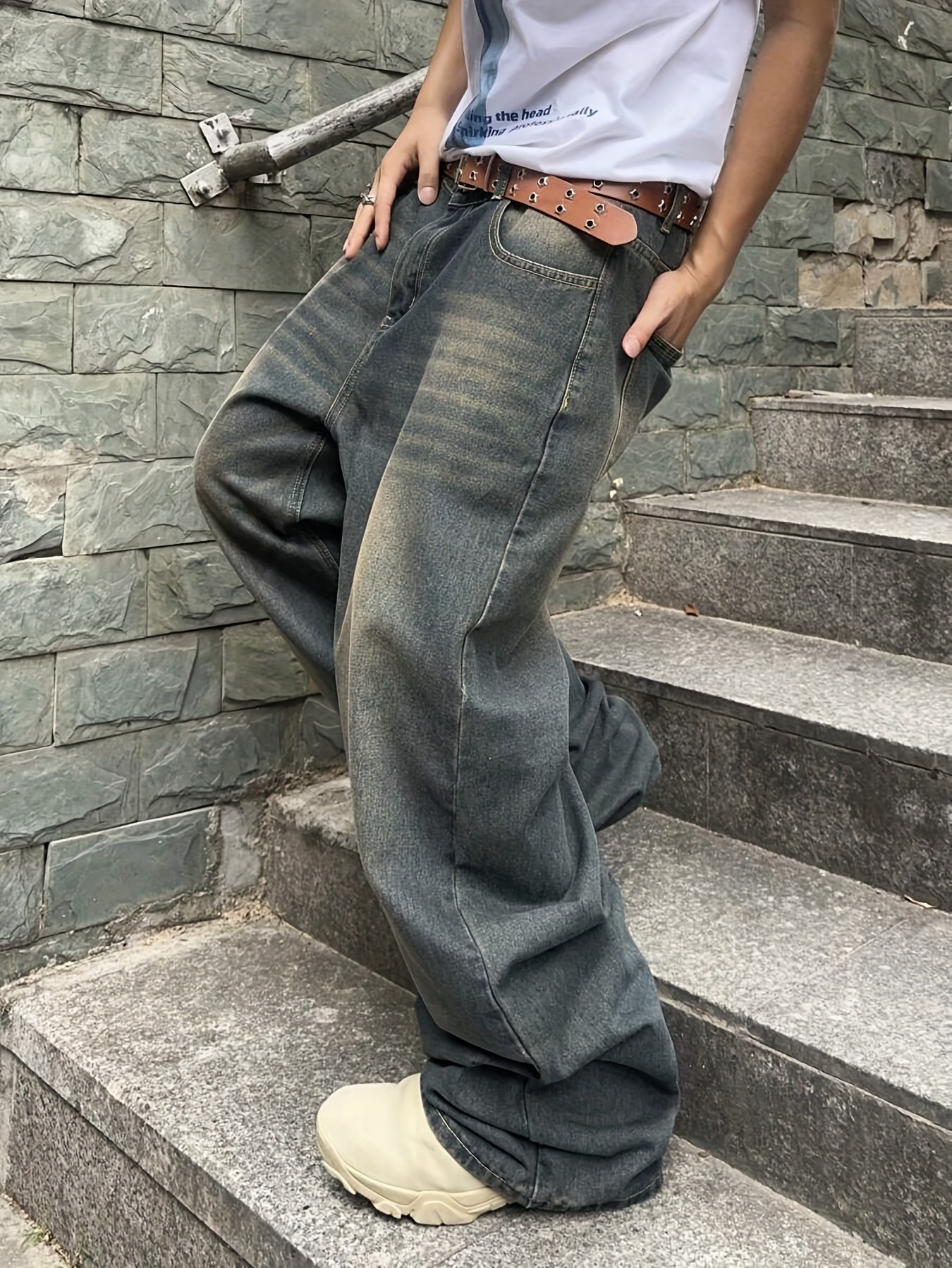 Men'S Casual Loose Fit Jeans, 90% Cotton 5% Polyester 5% Viscose Blend