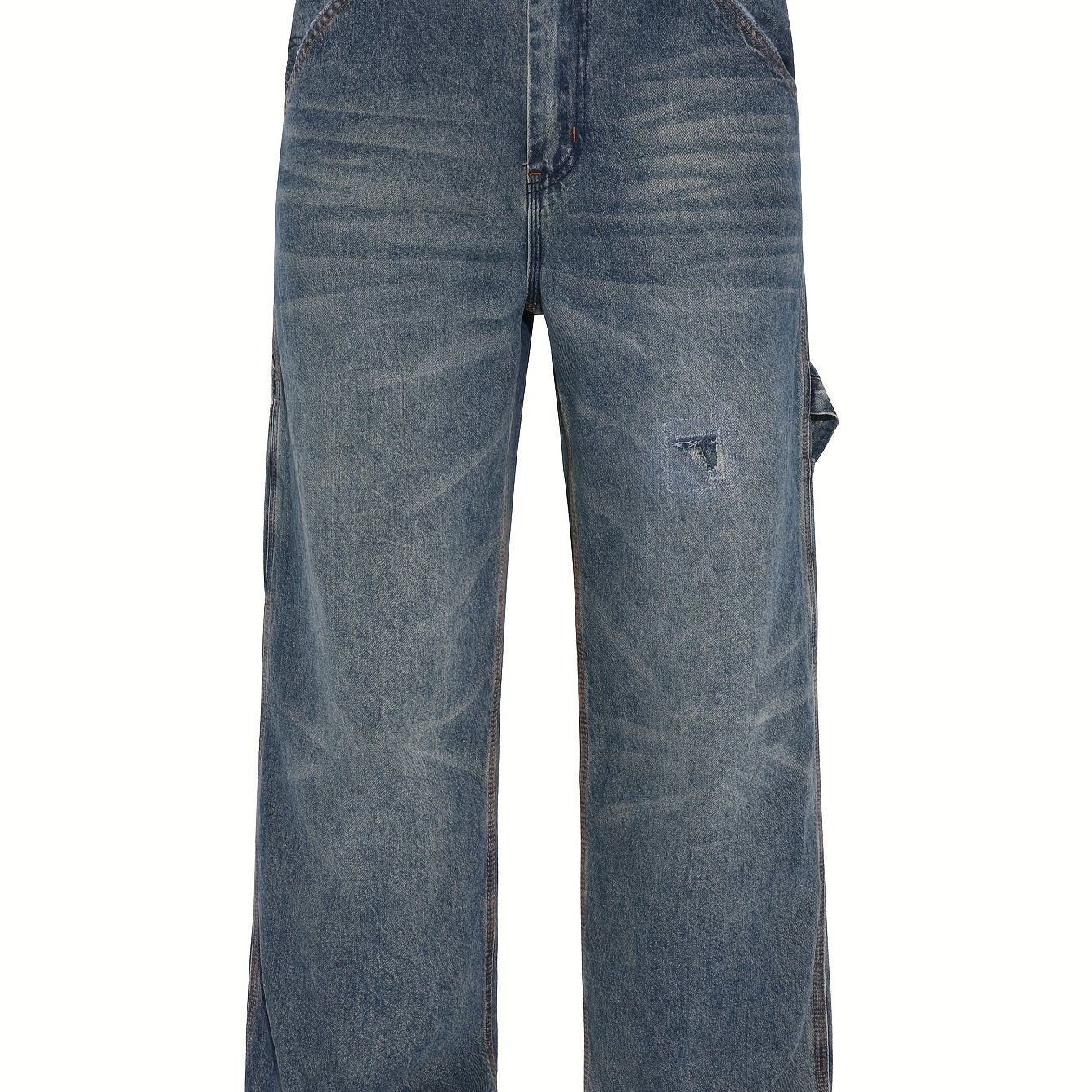 Men'S American Workwear Carpenter Jeans Vintage Utility Streetwear Loose Fit Wide Leg Denim Trousers Y2K Retro Pants Cargo Jeans