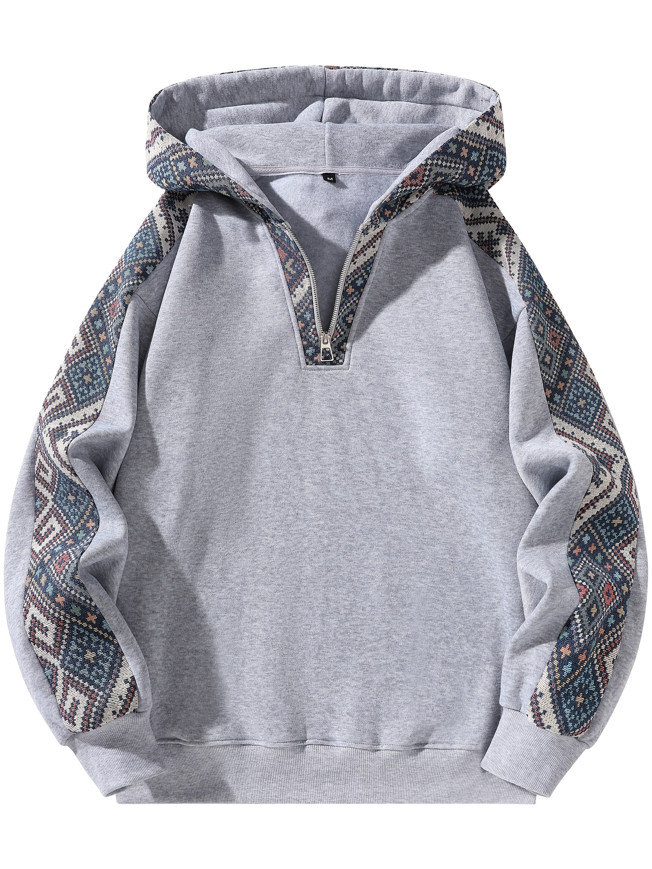 1pc Unisex Fleece-Lined Hoodie - Sporty Color-Block Design with Adjustable Drawstring, Front Zipper & Pockets, Soft Warm Fabric for Indoor\u002FOutdoor Comfort, Regular Fit Casual Pullover, Indoor Warmth Clothing, Colorblock Hoodie, Durable Casualwear
