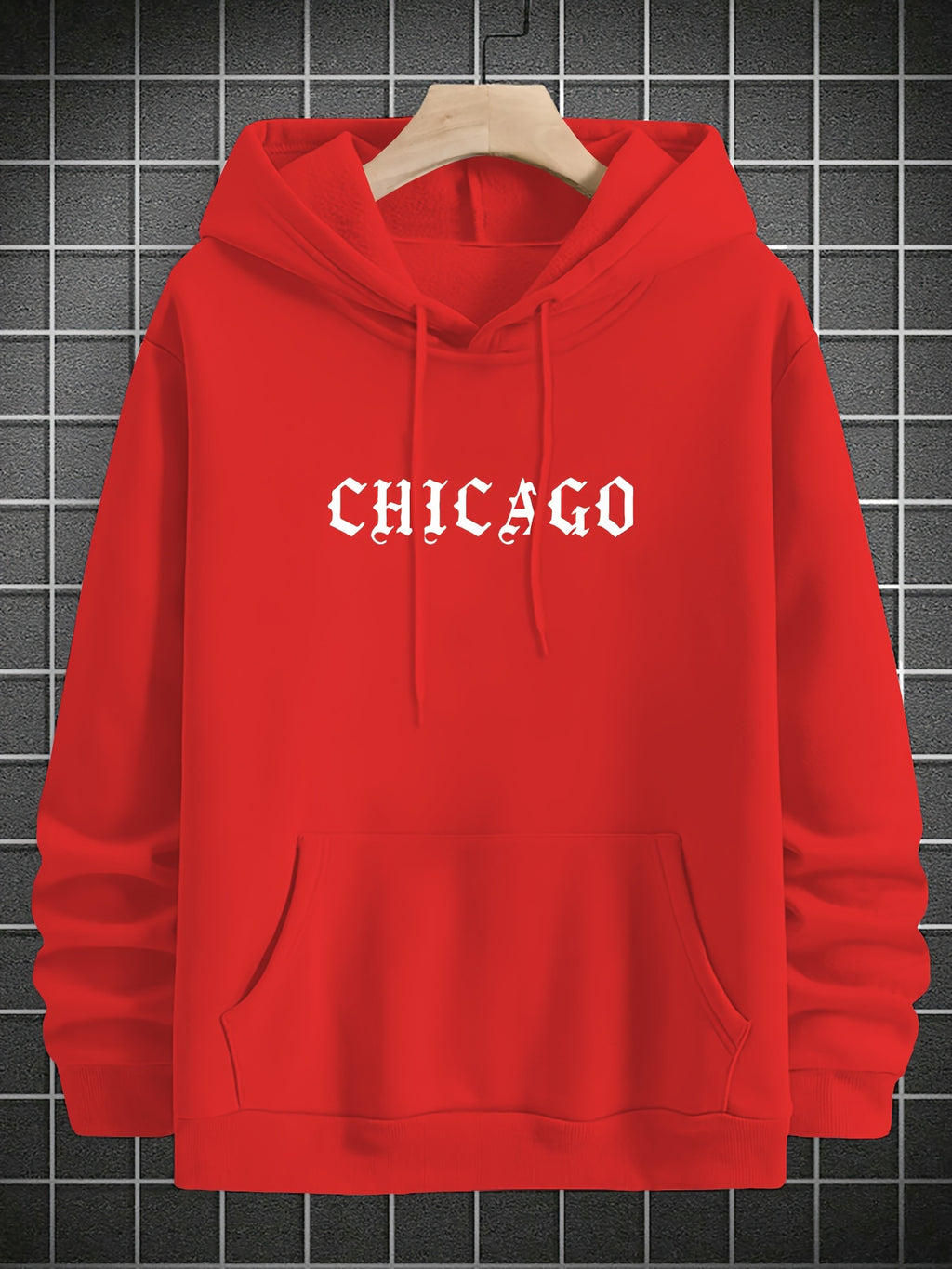 Soft Polyester Men's Casual Hoodie with Loose Fit, Kangaroo Pocket, Unique Print Design, Machine Washable