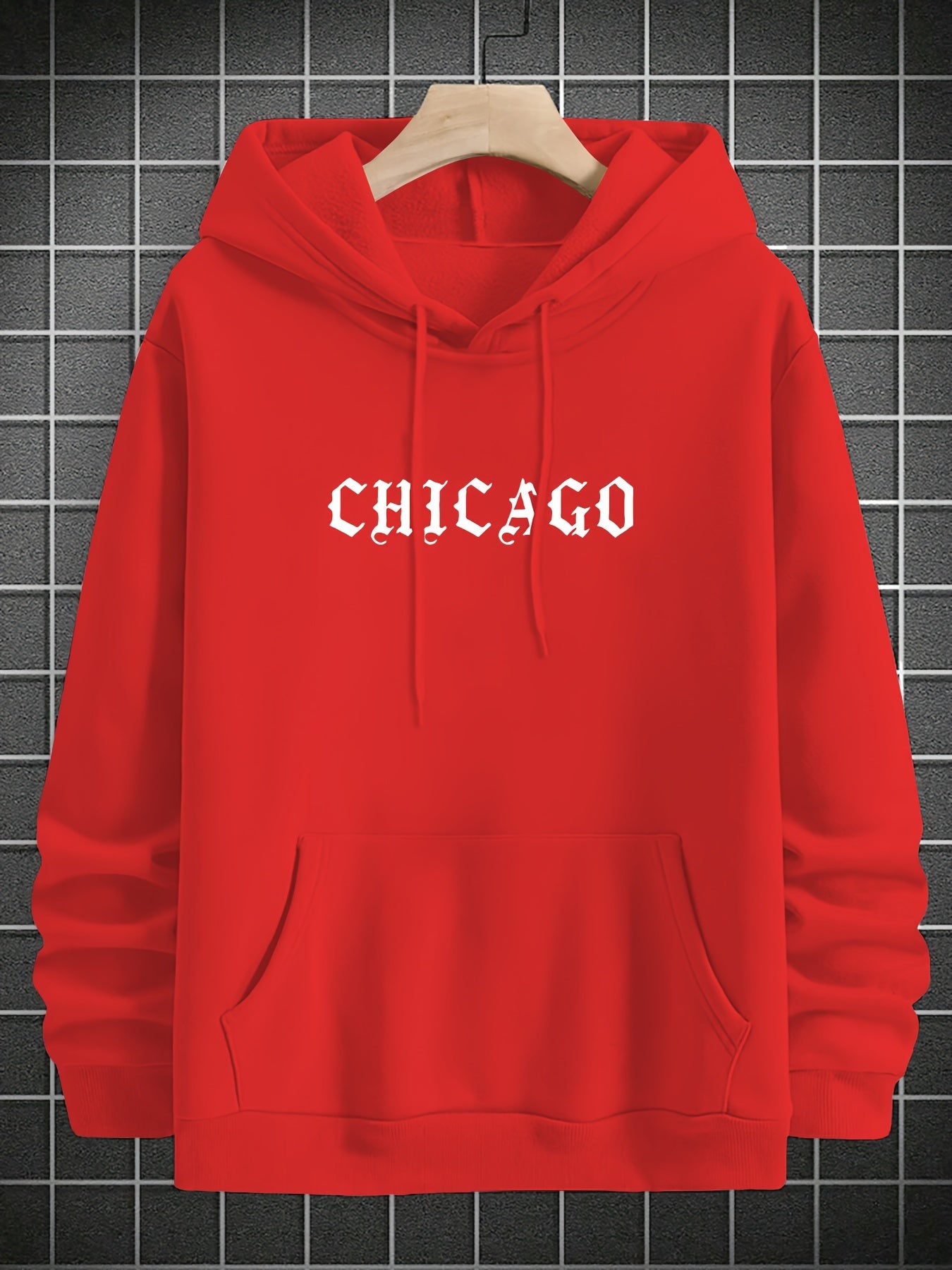 Soft Polyester Men's Casual Hoodie with Loose Fit, Kangaroo Pocket, Unique Print Design, Machine Washable