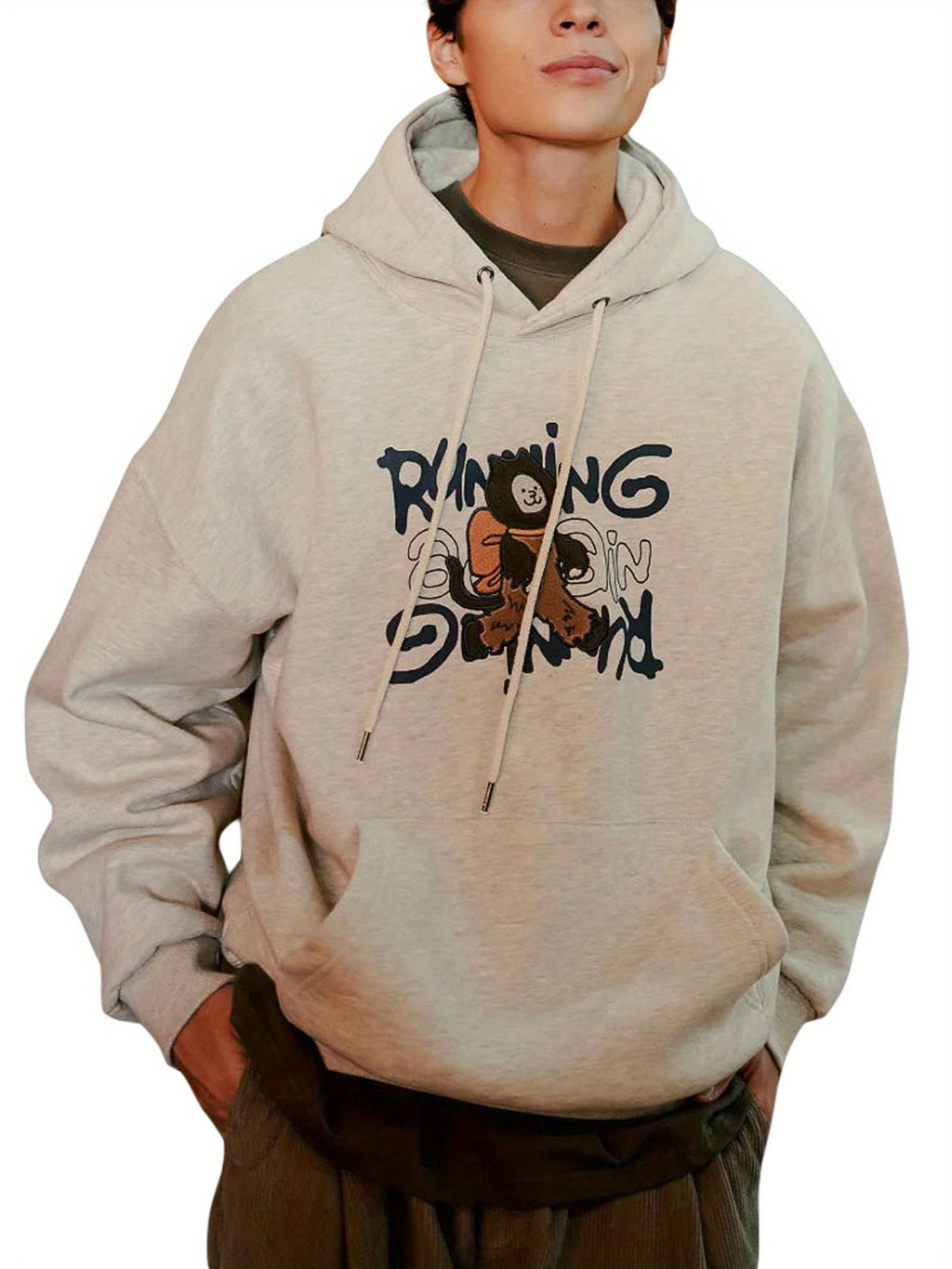 Casual Polyester Hooded Sweatshirt, Geometric Pattern, Slight Stretch, Regular Fit, with Drawstring, for All-Season Pullover Hoodie