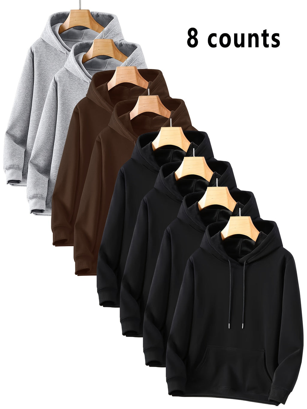 8 Counts Hooded Sweatshirt Men'S Light Version New Plus Velvet Men'S Casual Versatile Fashion Trendy Pullover Hoodie