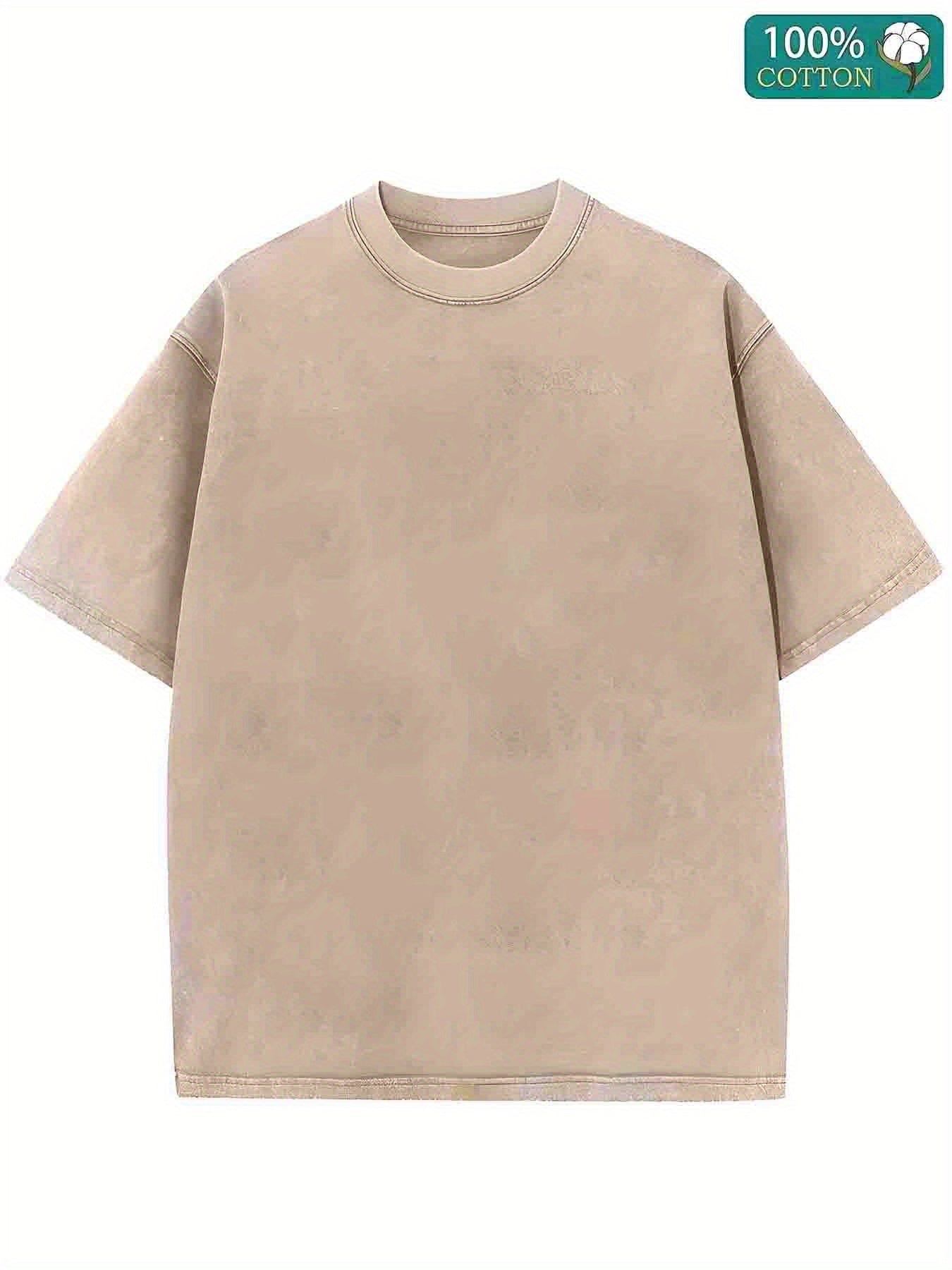 1pc Men's 230GSM Heavyweight Cotton T-Shirt - Dual-Sided Water Wash Vintage Streetwear Tee with \