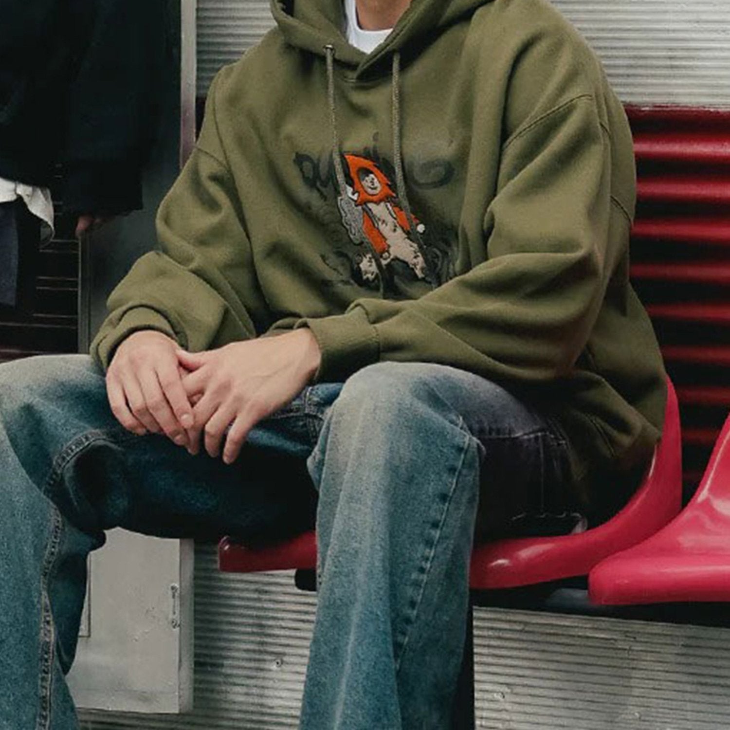 Casual Polyester Hooded Sweatshirt, Geometric Pattern, Slight Stretch, Regular Fit, with Drawstring, for All-Season Pullover Hoodie