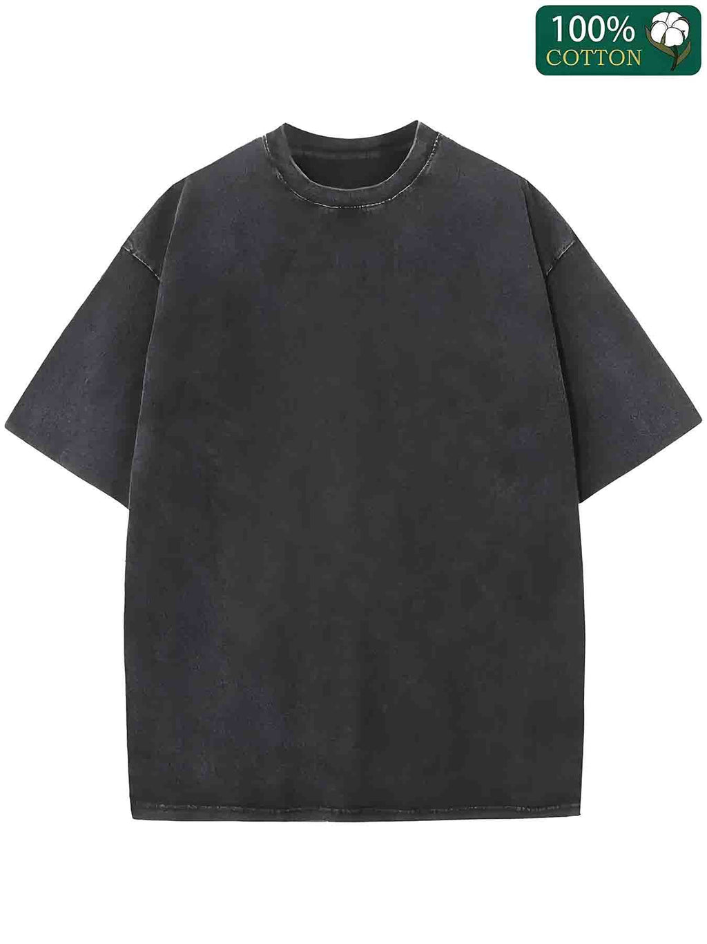 1pc Men's 230GSM Heavyweight Cotton T-Shirt - Dual-Sided Water Wash Vintage Streetwear Tee with \