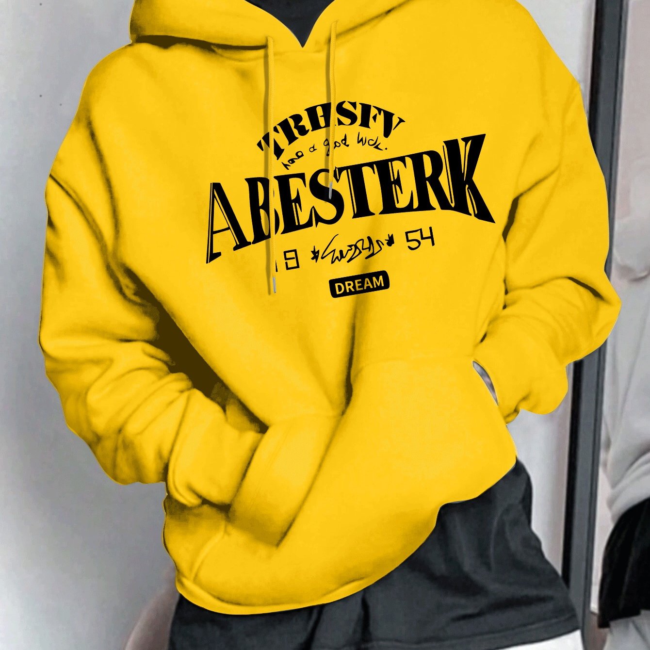 Geometric Pattern Men's Casual Hoodie | 1pc | Polyester Knit Fabric | Hooded Collar, Slight Stretch | Pullover Sweatshirt | Spring\u002FFall | Stylish