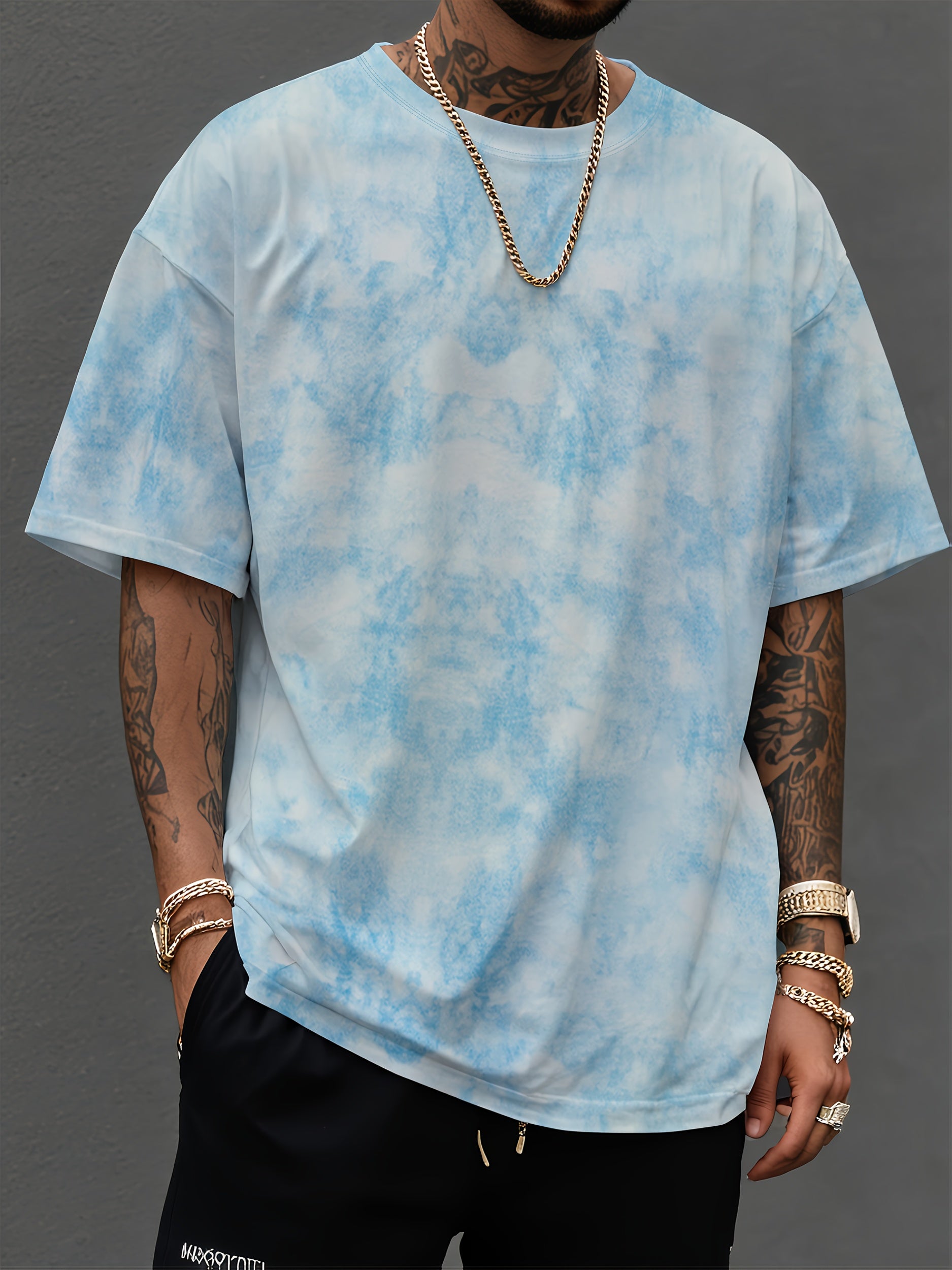 Plain Men's Tie-Dye T-Shirt Short Sleeve