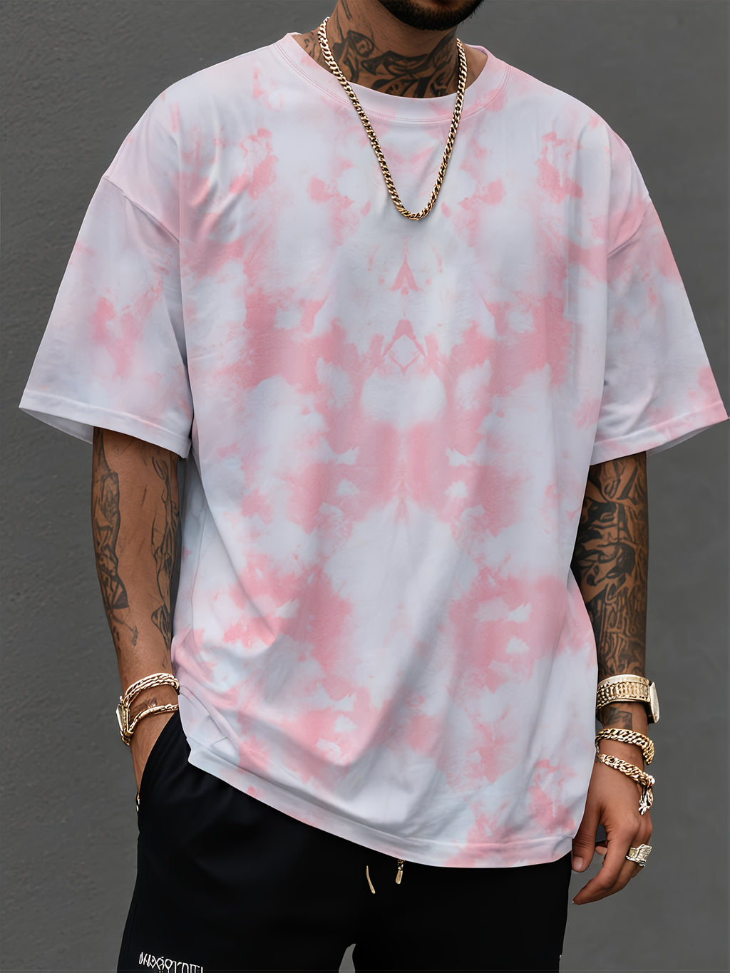 Plain Men's Tie-Dye T-Shirt Short Sleeve