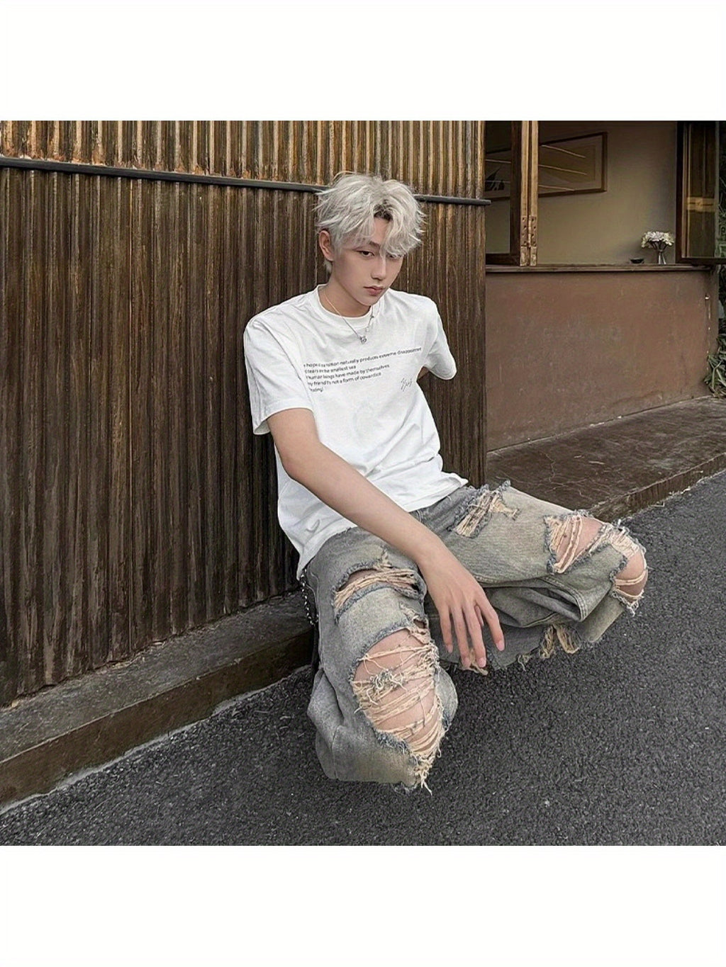 Men'S Vintage Distressed Jeans - Non-Stretch Straight Leg Pants with Belt Loops