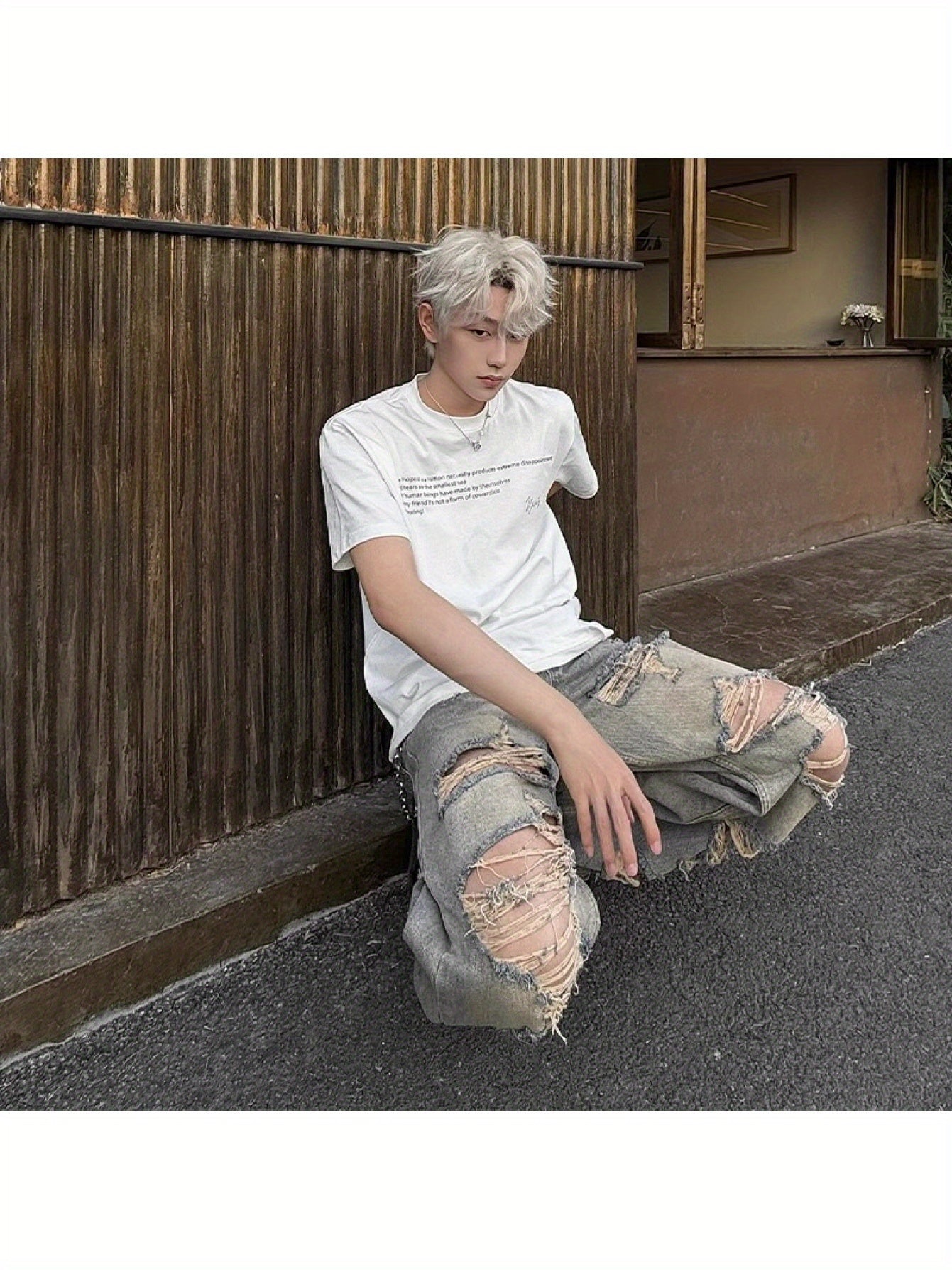 Men'S Vintage Distressed Jeans - Non-Stretch Straight Leg Pants with Belt Loops