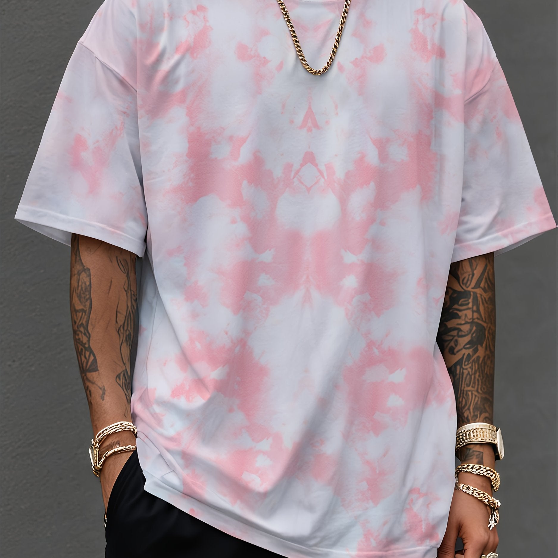 Plain Men's Tie-Dye T-Shirt Short Sleeve