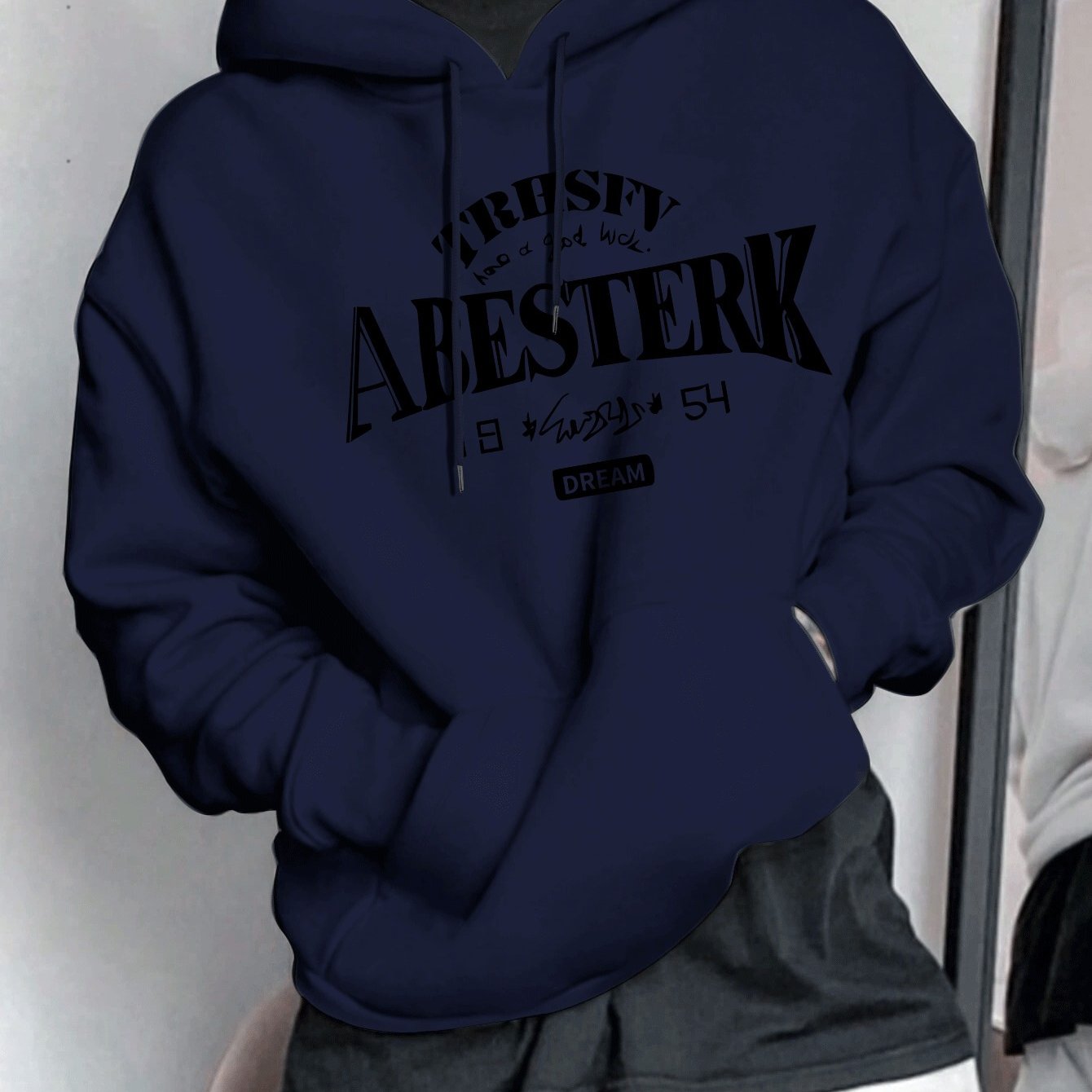 Geometric Pattern Men's Casual Hoodie | 1pc | Polyester Knit Fabric | Hooded Collar, Slight Stretch | Pullover Sweatshirt | Spring\u002FFall | Stylish