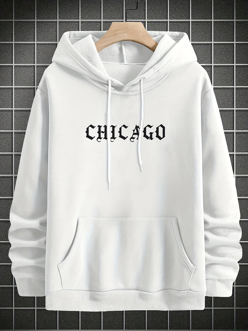 Soft Polyester Men's Casual Hoodie with Loose Fit, Kangaroo Pocket, Unique Print Design, Machine Washable