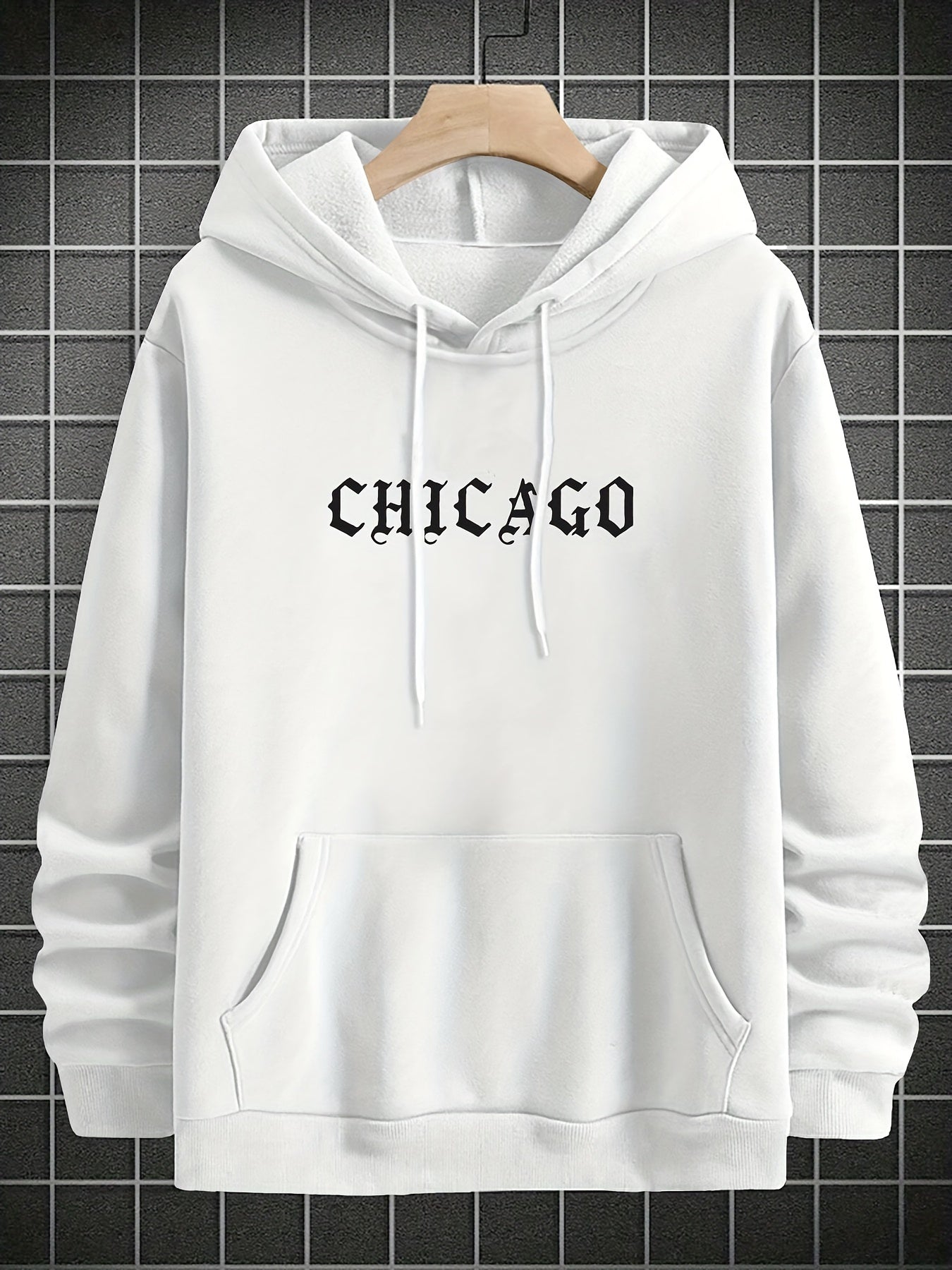 Soft Polyester Men's Casual Hoodie with Loose Fit, Kangaroo Pocket, Unique Print Design, Machine Washable