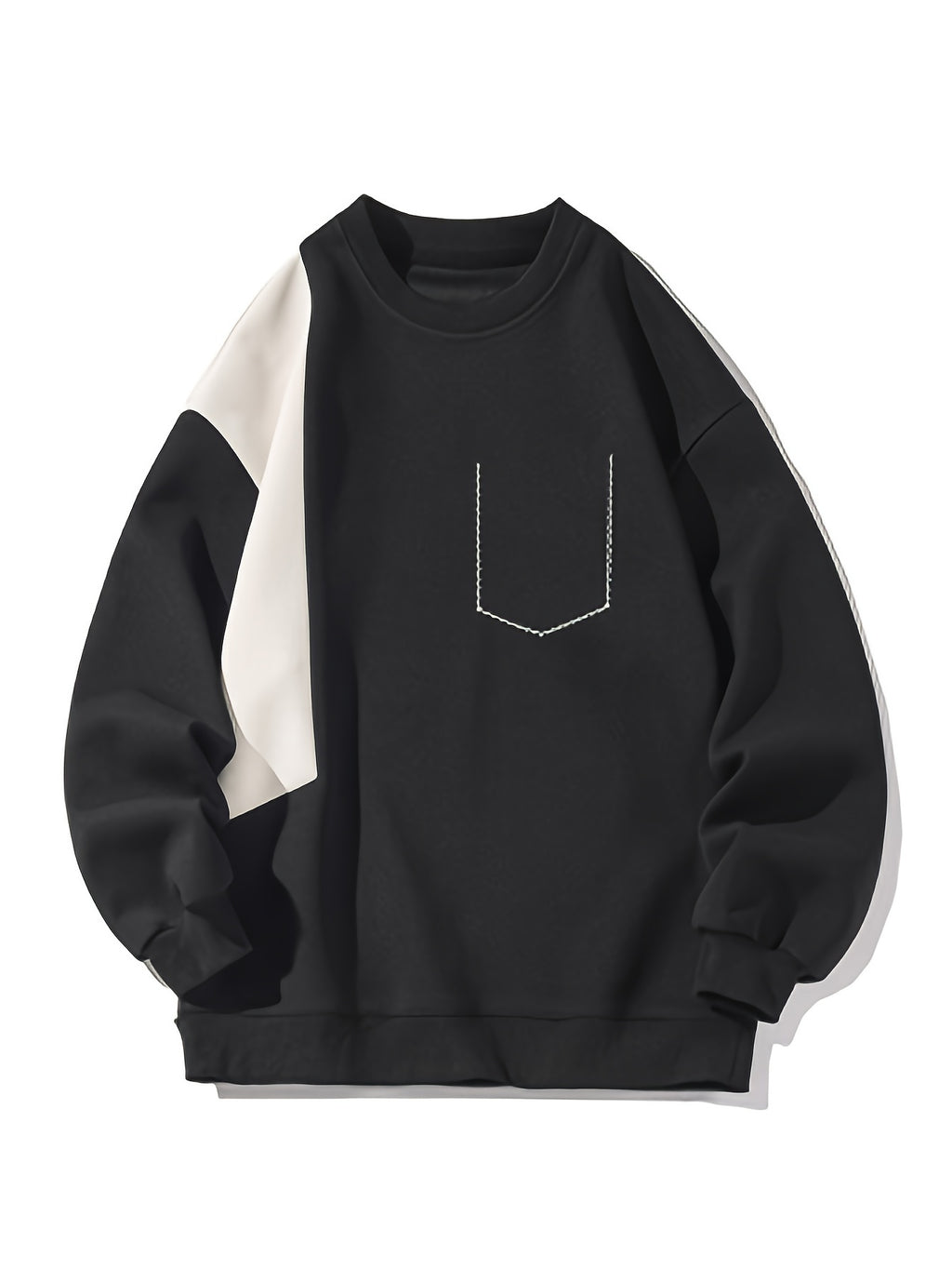 Color Block Sweatshirt Color Block Crew Neck Sweatshirt - Men's Casual, Polyester Blend, Machine Washable, Non-Stretch Fabric