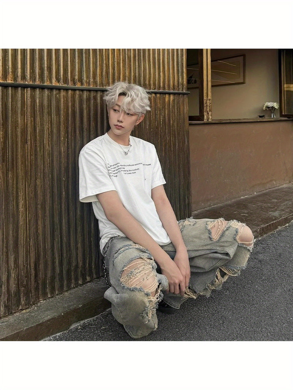 Men'S Vintage Distressed Jeans - Non-Stretch Straight Leg Pants with Belt Loops