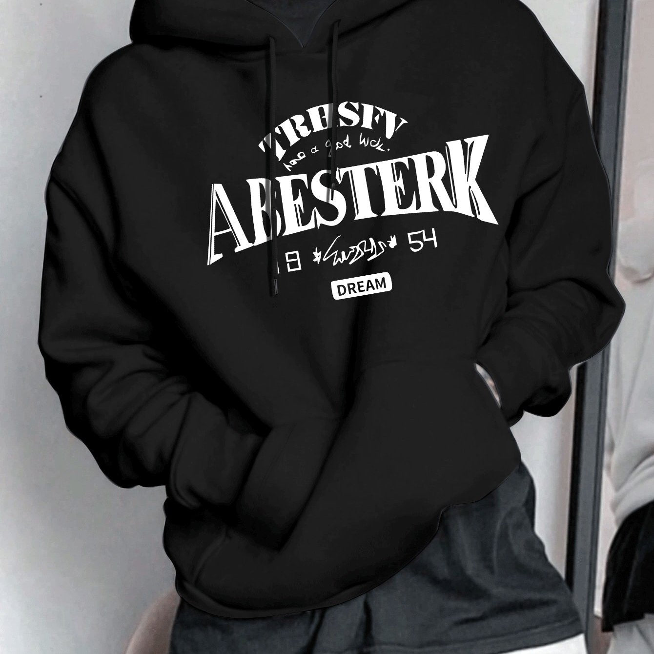 Geometric Pattern Men's Casual Hoodie | 1pc | Polyester Knit Fabric | Hooded Collar, Slight Stretch | Pullover Sweatshirt | Spring\u002FFall | Stylish