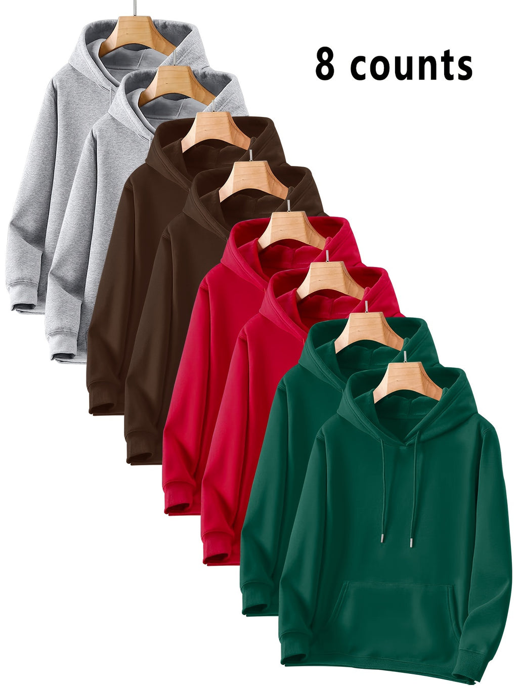 8 Counts Hooded Sweatshirt Men'S Light Version New Plus Velvet Men'S Casual Versatile Fashion Trendy Pullover Hoodie