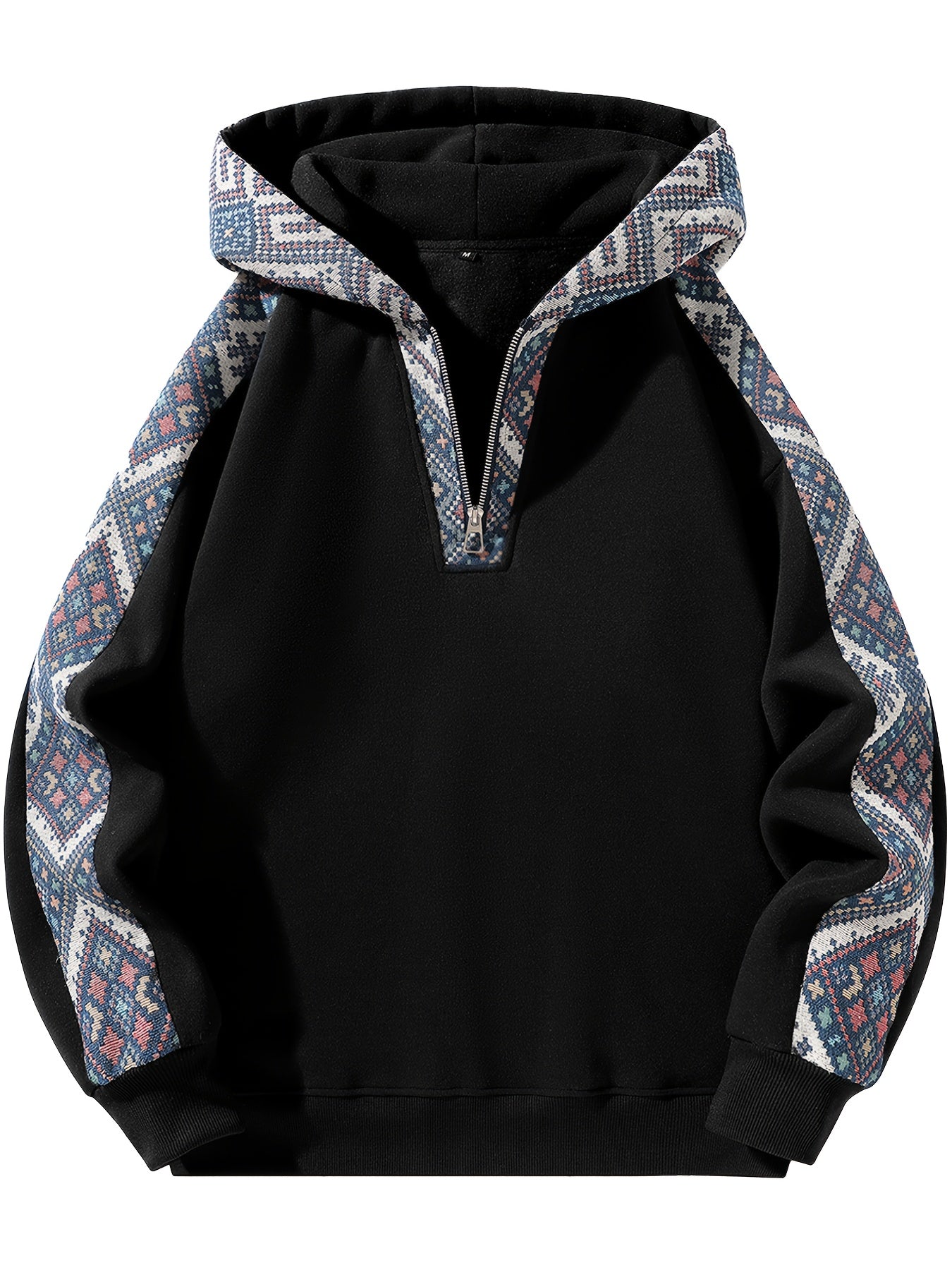 1pc Unisex Fleece-Lined Hoodie - Sporty Color-Block Design with Adjustable Drawstring, Front Zipper & Pockets, Soft Warm Fabric for Indoor\u002FOutdoor Comfort, Regular Fit Casual Pullover, Indoor Warmth Clothing, Colorblock Hoodie, Durable Casualwear