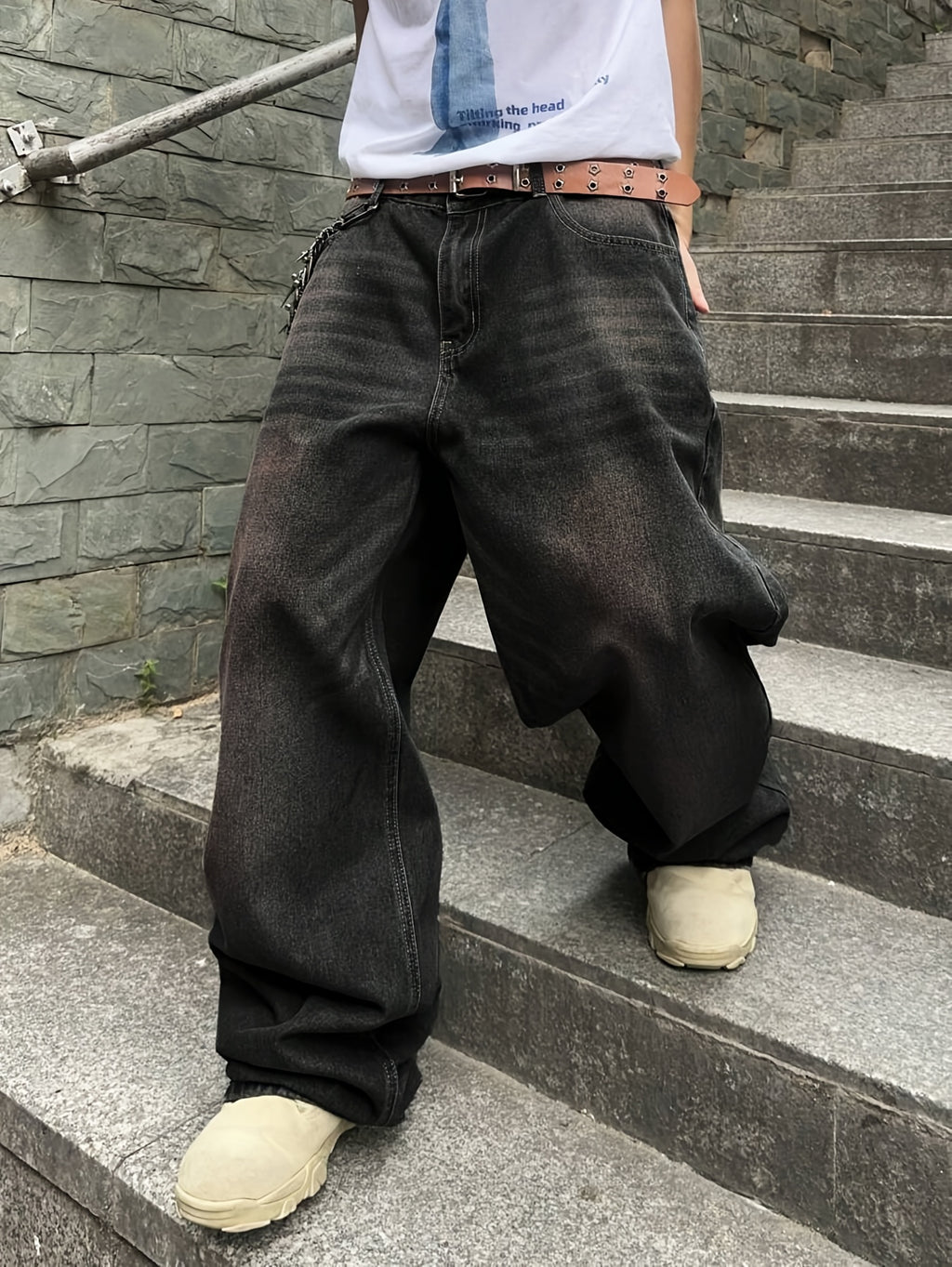 Men'S Casual Loose Fit Jeans, 90% Cotton 5% Polyester 5% Viscose Blend